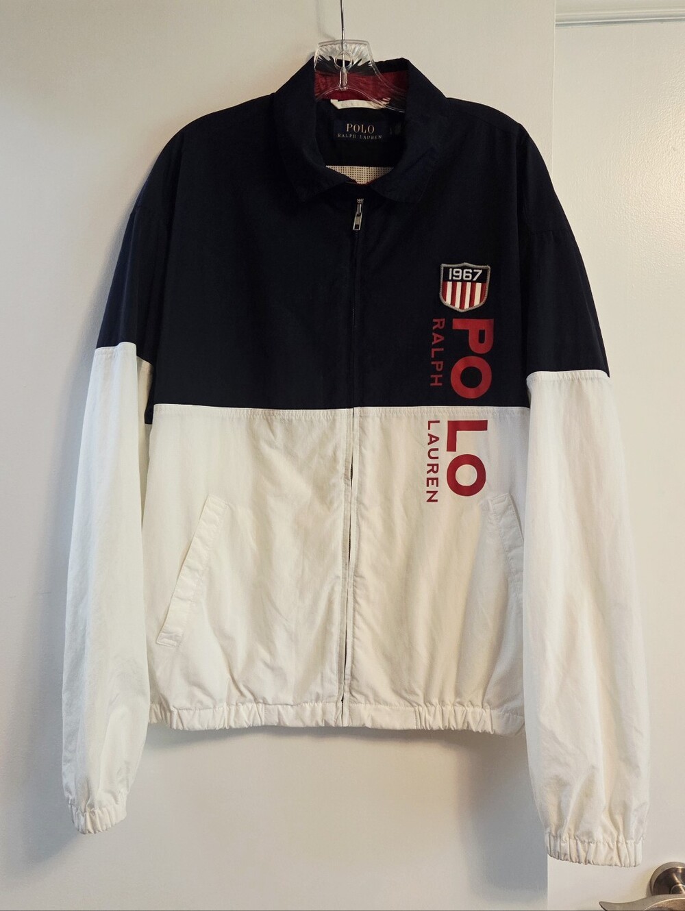 POLO RALPH LAUREN Navy White 1967 Colorblock Windbreaker Jacket Large